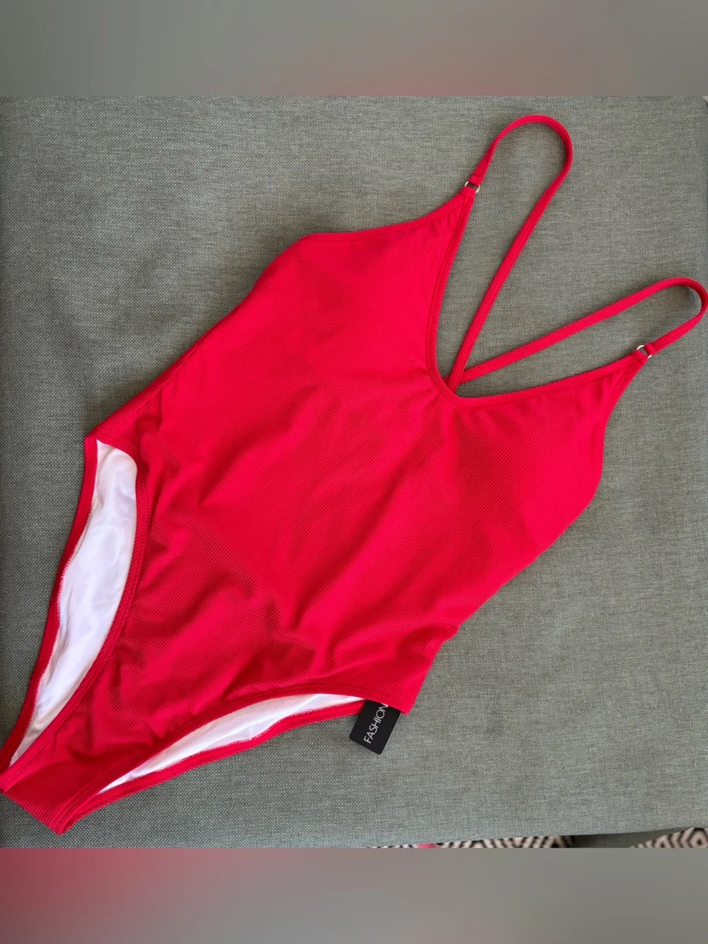 NWT Fashion Nova Fire Red Ribbed One-Piece Swimsuit